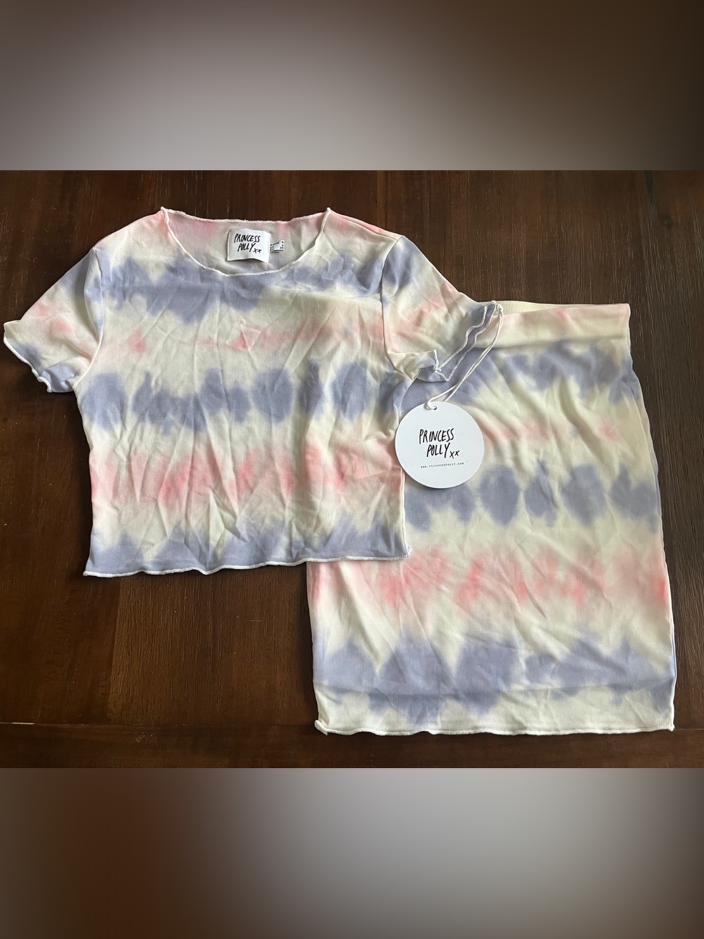 Princess Polly Pastel Tie-Dye Short Sleeve 2 piece - Pink, Purple, Cream